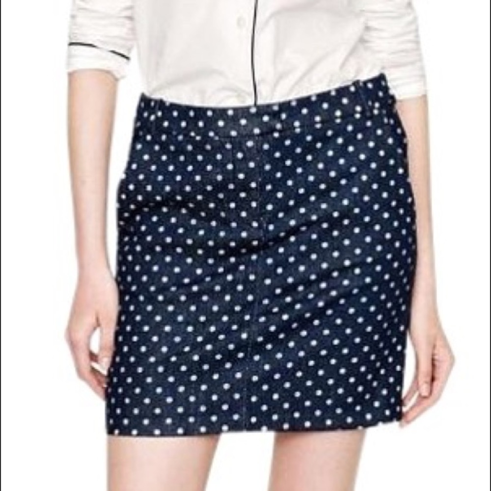 J.Crew Postcard Mini Skirt in Indigo Dot Size 10